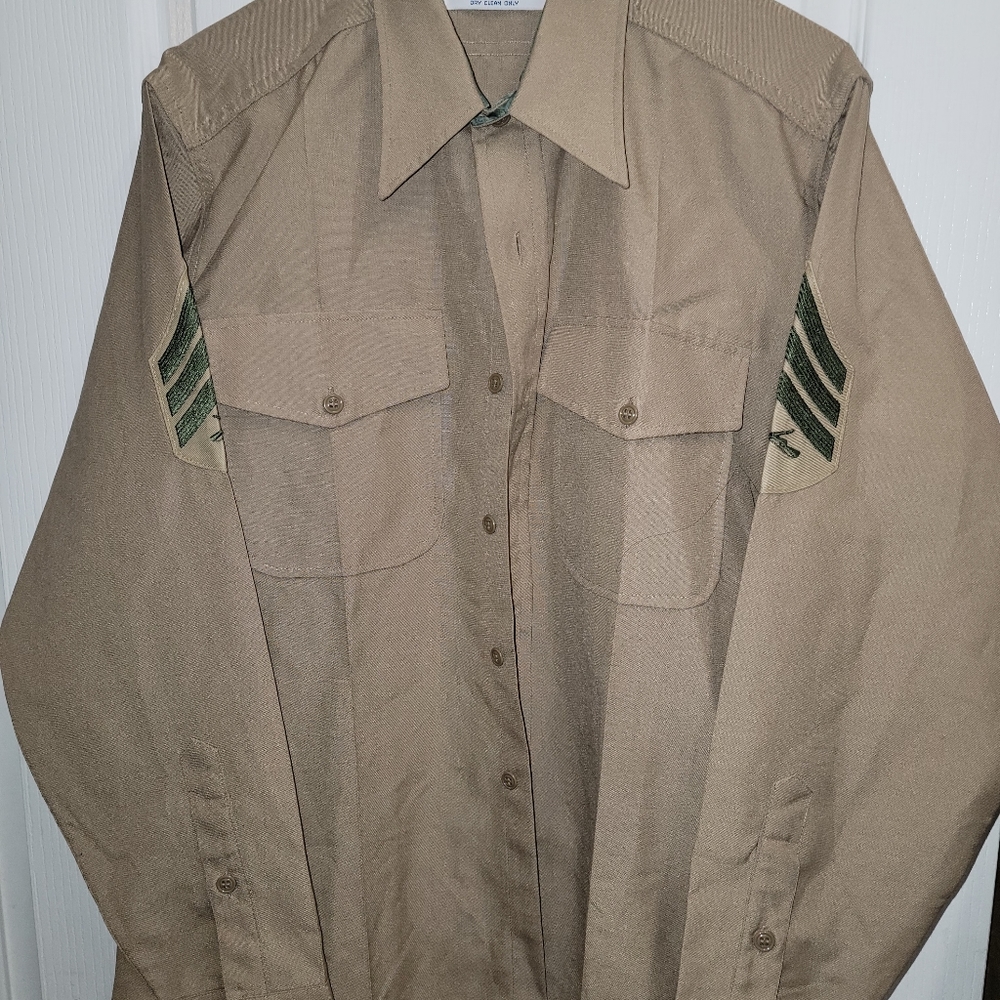 Flying Cross SGT USMC long sleeve khaki shirt.